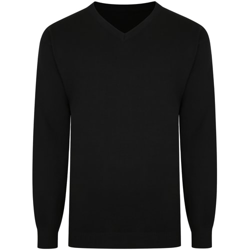 Bigdude Plain V Neck Knitted Jumper Black